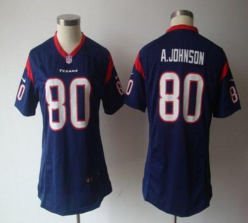 Nike NFL Game Women Jerseys Houston Texans 80 Andre Johnson Navy Blue Team Color